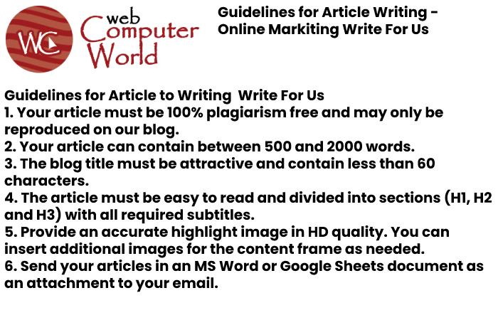 Guide lines For the Article Web Computer World online markiting 