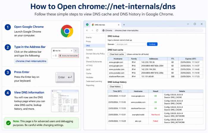 chrome-net-internals-dns-history how to open